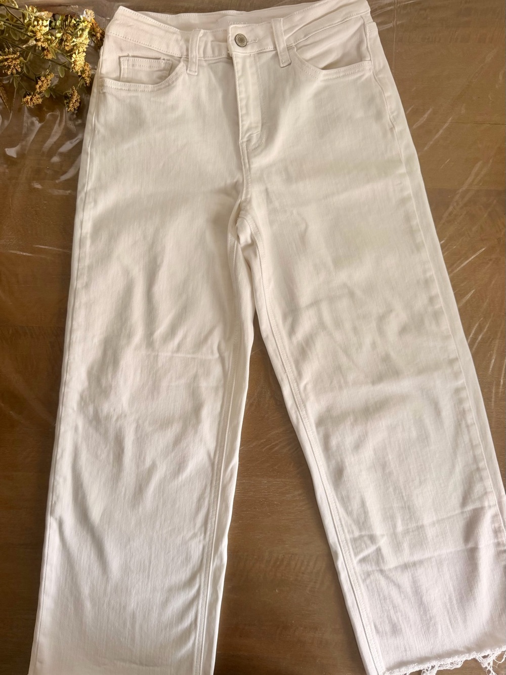 Vervet Blue - White Cropped Wide Leg Jeans